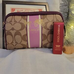 Coach Signature Cosmetic Bag with Dolce and Gabana Lipstick